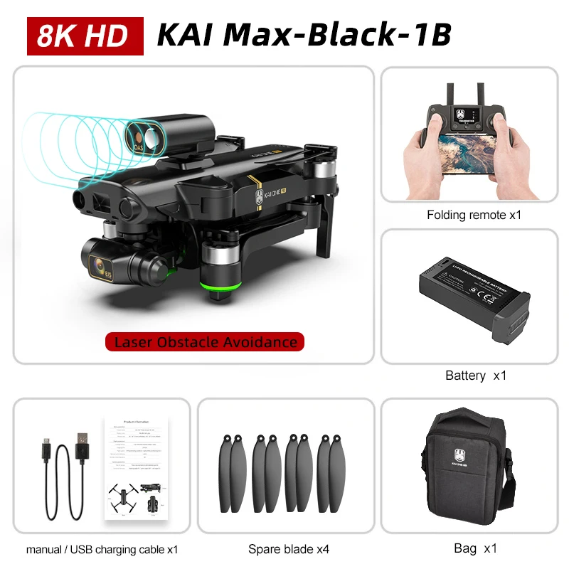 best buy drones KAI ONE MAX GPS Obstacle Avoidance Drone Professional 4K/8K HD Dual Camera 3 Axis Gimbal Brushless RC Foldable Quadcopter Gifts deerc drone Camera Drones