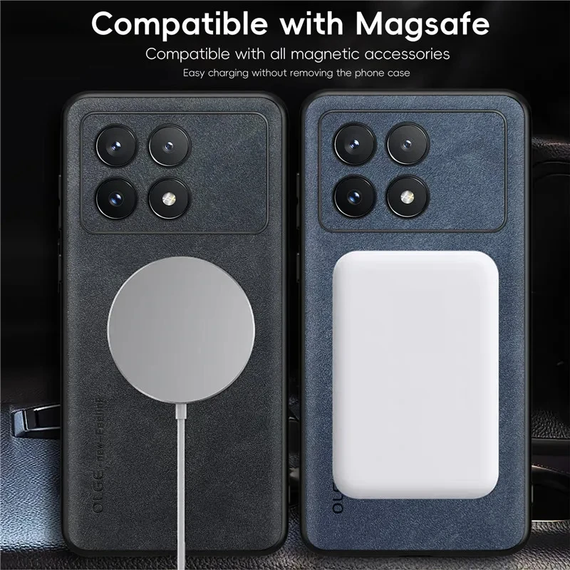 Luxury Magnetic Leather Phone Case - Shockproof Business Smooth-Touch Sheepskin Cover