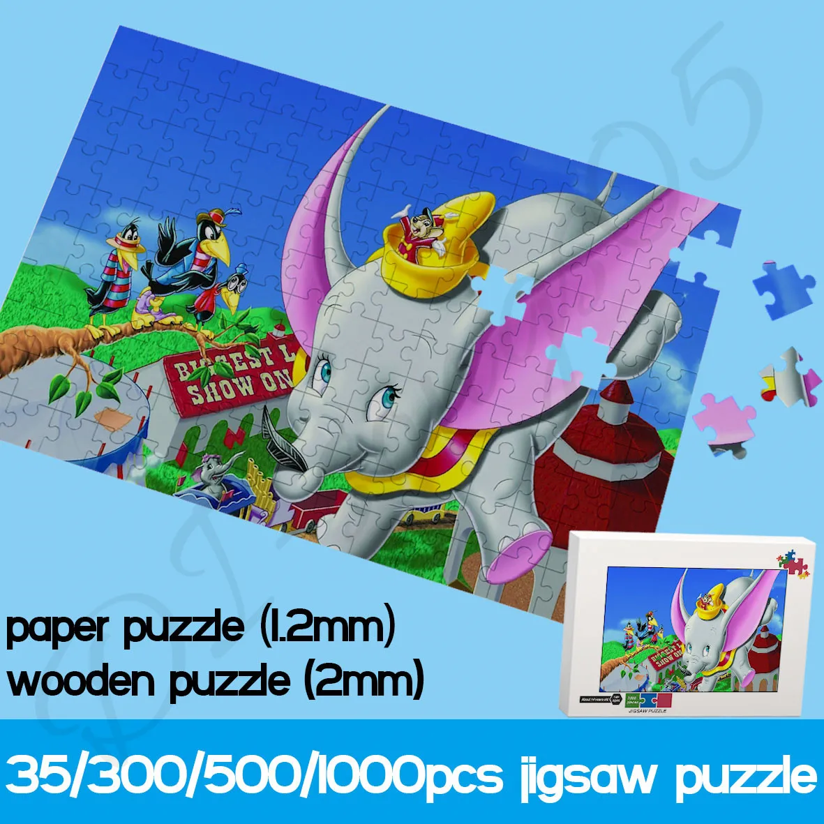 Dumbo Jigsaw Puzzles Disney Cartoon Movie 1000 Piece Paper and Wooden Puzzles Decompress Handmade Art Toys and Hobbies for Kids