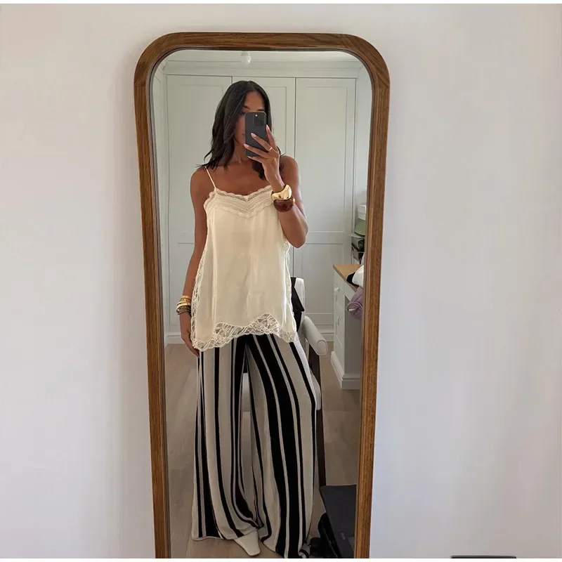 Sexy Lace Patchwork Blouses For Women, Sleeveless Square Neck, For Party Club, Vacation Chic Lady Shirts - Uniqwear