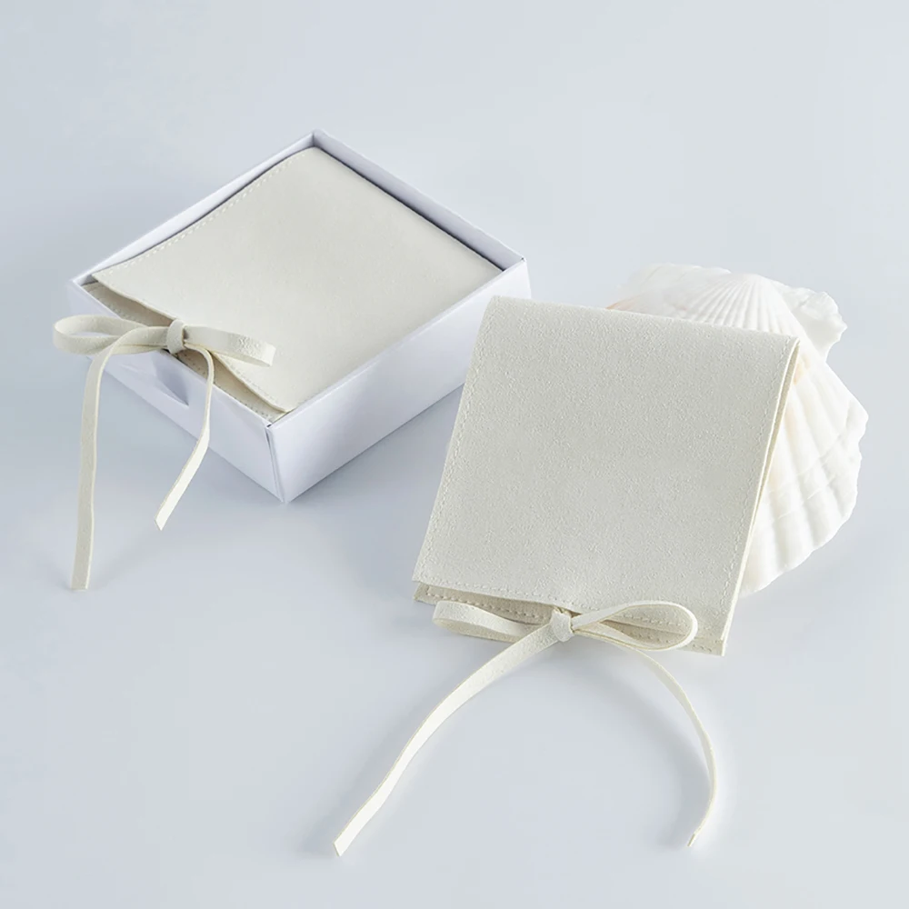 Jewelry Gift Bags Beige Microfiber Packaging Pouch for Rings Earrings Cosmetic Tarot Card Organizer Wedding Favors Bulk Business