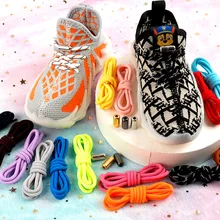 

Round Elastic Shoe Laces Sneakers Black White Point Shoelaces Metal Capsule Buckle Shoe Accessories Kid Adult No Tie Shoelace