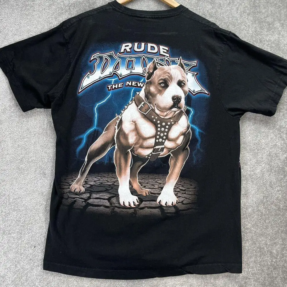 VintageRudeDogMusclePitBullTshirtMenSizeXLBlackGraphic