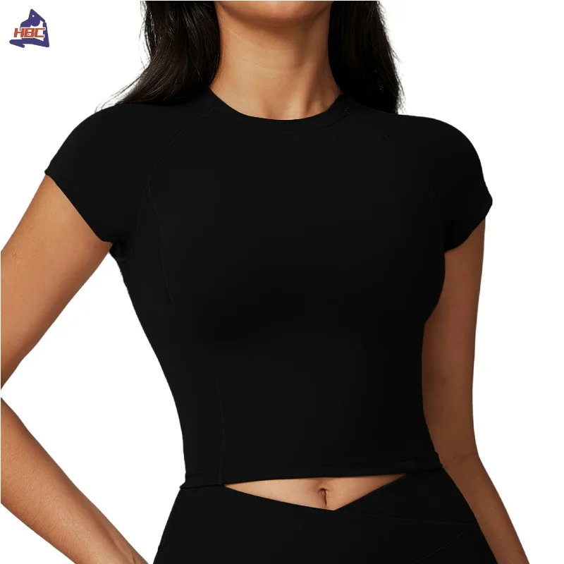 HBC Women's Training T-shirt Eco Friendly High Impact Running Top Tee Push-up Workout Pilates Fitness T-shirt Yoga Crop Top 5