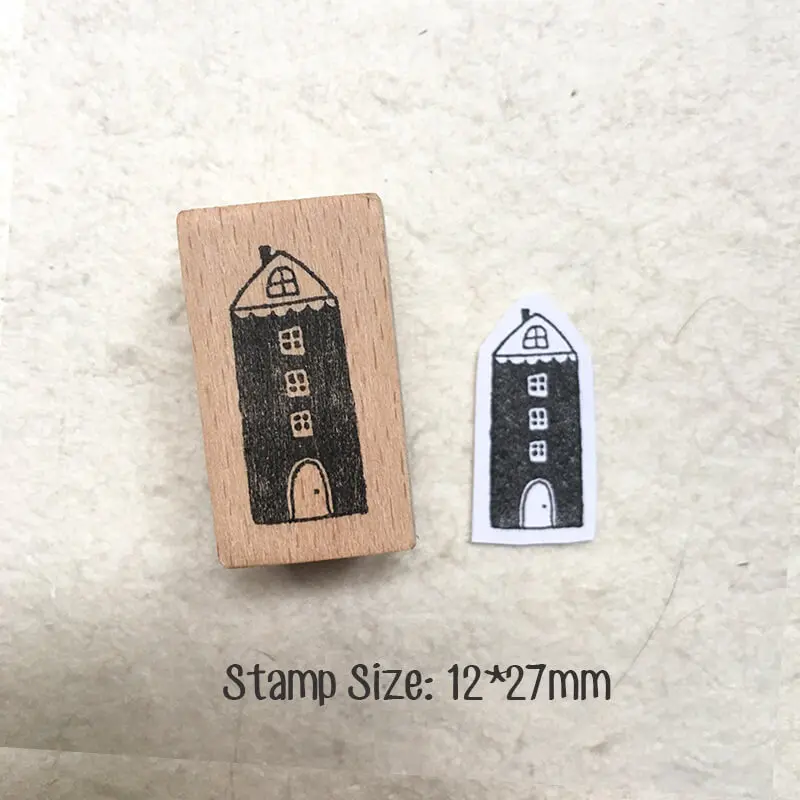 미니 스탬프 Kawaii 기발한 작은 집과 스크랩북을위한 새 DIY 카드 저널링 나무 우표