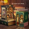 CUTEBEE DIY Book Nook Kit Miniature Dollhouse with Light Wooden Bookshelf Insert Retro Booknook Decor for Gifts Bookshop Series 1