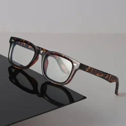 Luxury Square Frame Minimalist Transparent Eyeglasses with Clear Lenses (LeopardClear)