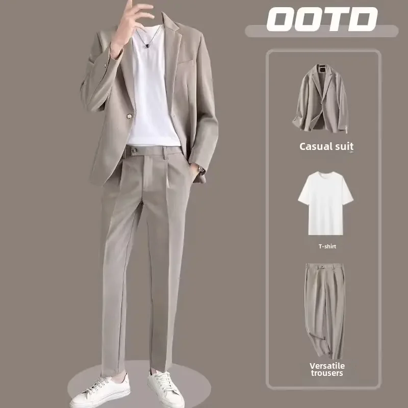 Formal Suit Spring Autumn Summer Casual Suits Men's Korean Business Western-style Clothes Trousers Set Matching Outfit For Young Men