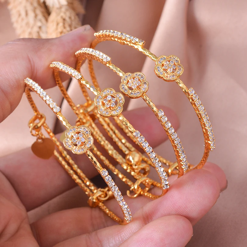 Bracelet Designs Small Gold Bracelet For Baby 4pcs 24k Bangles