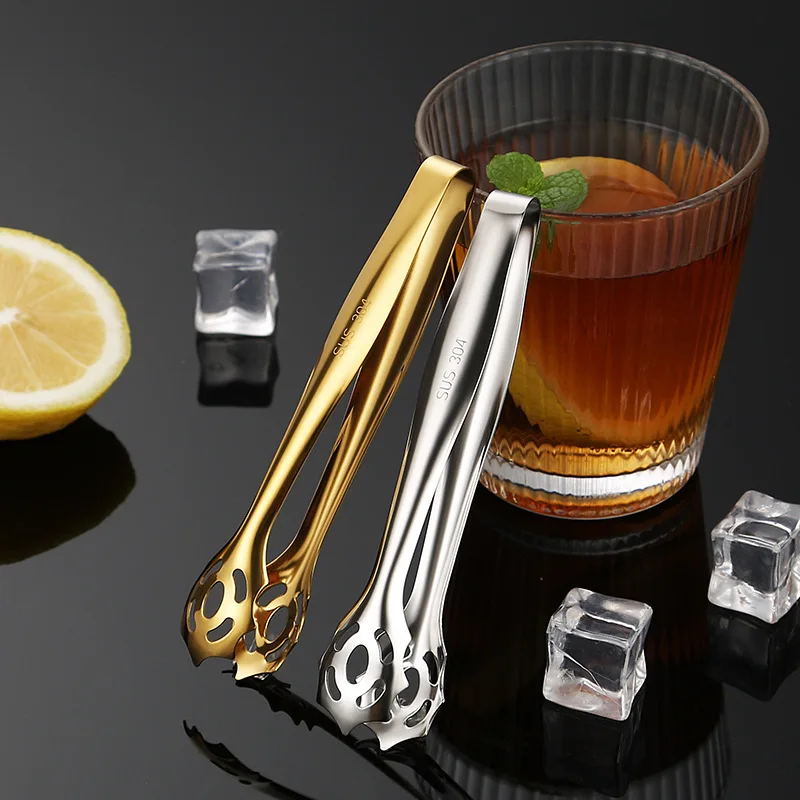 100pcs Stainless Steel Clip Ice Tong Bread Food BBQ Clip Barbecue Ice Clamp Tool Bar Kitchen Accessories
