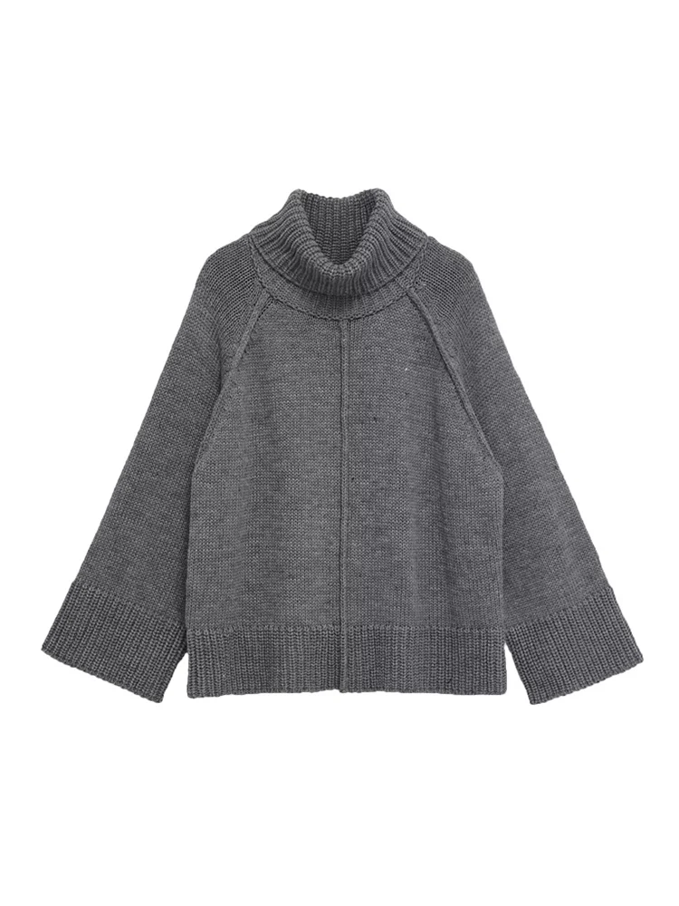 Winter Women Turlteneck Knitted Top Casual Loose Full Sleeves Thick Warm Knitting Sweater Female Solid Fashion Pullover Top