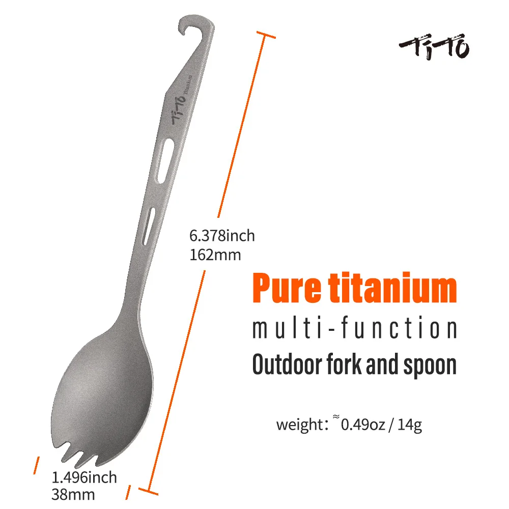 Camping Cutlery Portable Tableware Titanium Tableware 2 In 1 Outdoor Titanium Spork Camping Tableware Bottle Opener Hiking Picnic Titanium Spoon Fork Travel Backpacking