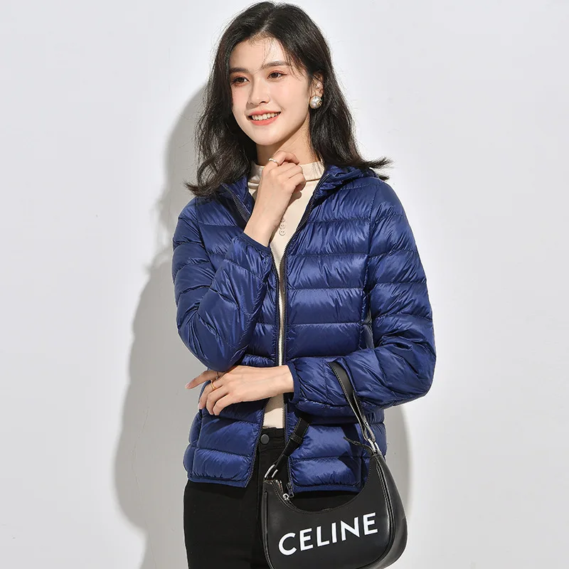 Women's Winter Down Jacket Lightweight Warm Oversized Coat Ultralight Thin Down Duck Puffer Hooded Jacket Down Parka Female 2024