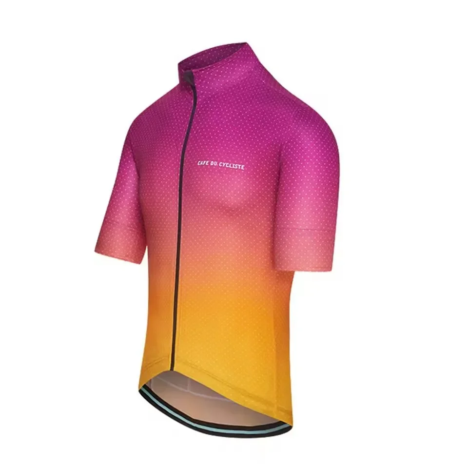 Cafe Du Cycliste Summer Men's Short Sleeve Cycling Jerseys Quick Dry Breathable Black/White Bike Clothing Ciclismo Maillot Tops