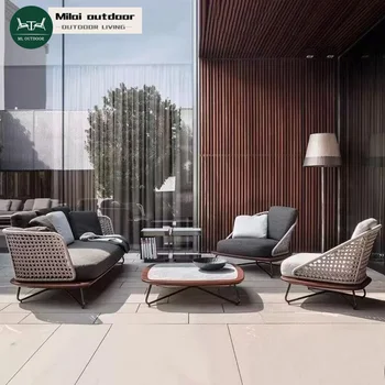 Durable Modern Outdoor Corner Garden Sofa Lounge PE Rattan Furniture For Courtyard Hotel Park Villa Dining