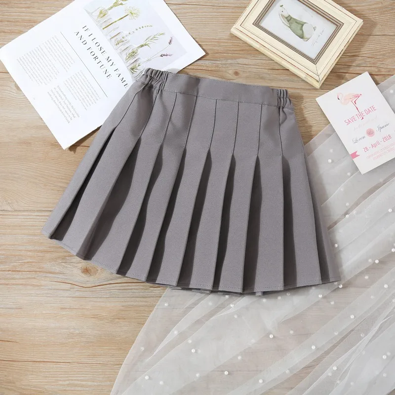 Girls Pleated Skirt with Shorts Dancing in Circles Children Solid Wrinkled School Skirt Teens Uniform Kids Baby Clothes