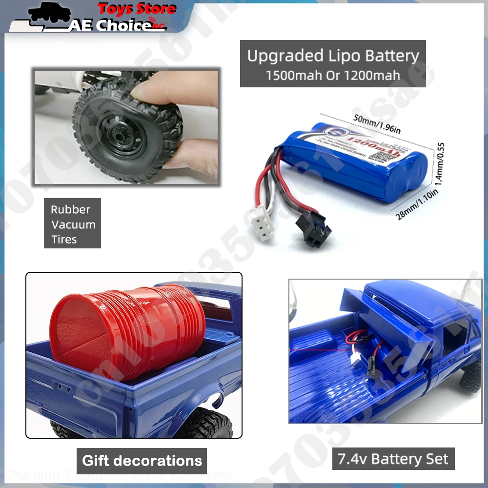 WPL C24 풀 스케일 RC 자동차 2.4G 4WD 락 크롤러 전기 버기 등산 트럭 LED 라이트 온로드 1/16 어린이 선물 완구