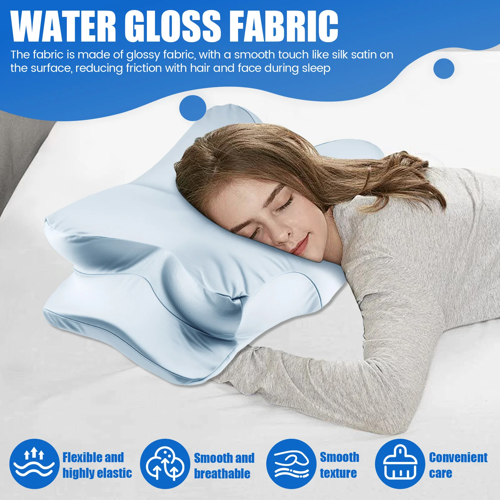 Cervical Pillowcase Soft Butterfly Shaped Pillowcase with Zipper Breathable Bed Pillow Cover Home Accessories for Hotel Hospital