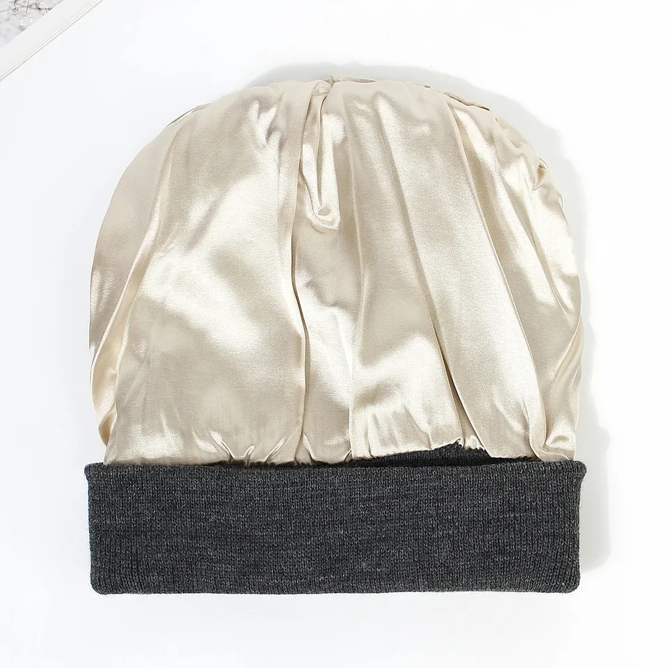Satin Lined Winter Beanie Hat for Women