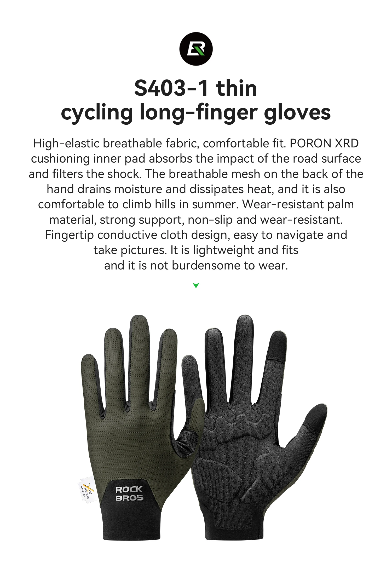 ROCKBROS Fahrradhandschuhe Vollfinger-Touchscreen Männer Frauen Frühling Herbst Fahrradhandschuhe Dämpfung Atmungsaktive Handschuhe Motorrad – Detail 2
