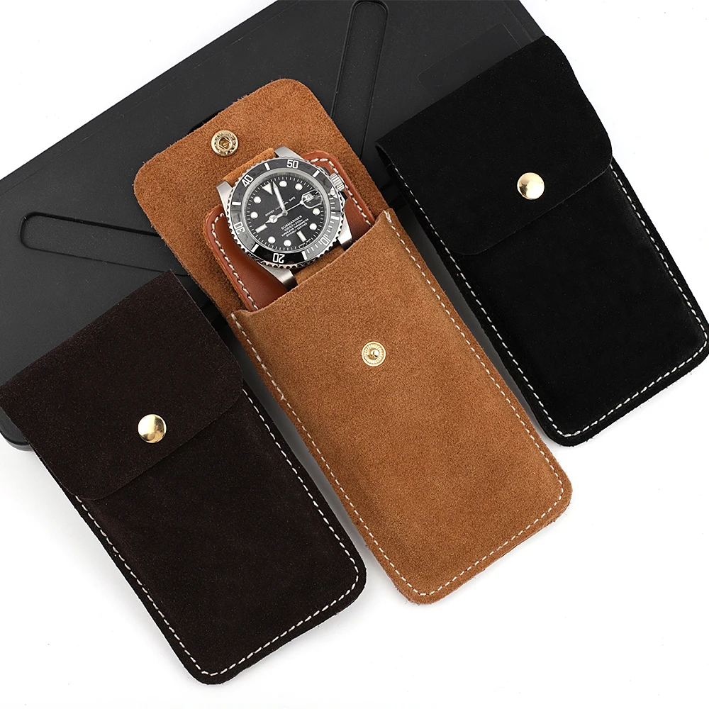 Vintage Suede Leather Watch Box Bracelet Storage Bag Portable Jewelry Leather Watch Case Travel Pouch Pouch Bag Case