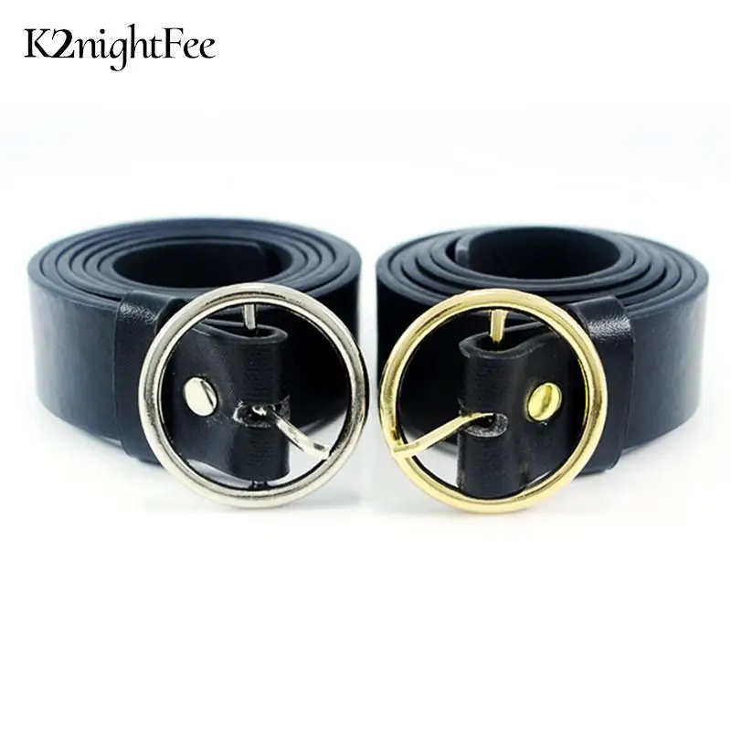 

Leather Belts For Women Fashion Jeans Classic Retro Simple Round Buckle Female Pin New Denim Dress Sword Goth Luxury Punk Gothic