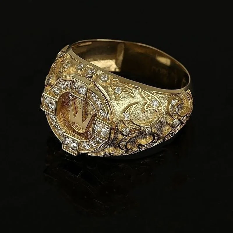 Classic Gold Color Rings for Men Gold Colors Inlaid with White Zircon Crown Punk Ring Boyfriend Party Fashion Jewelry - Image 3