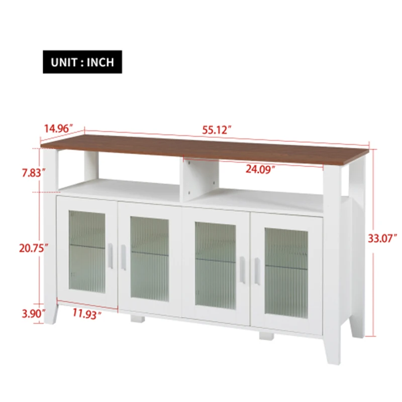 DrawerDresser cabinet,barcabinet,BuffetSideboard,StorageCabinet,Buffet Server Console Tablestorge,changhong glass door,White