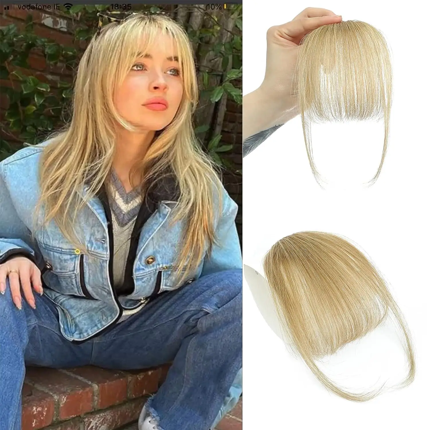100% Human hair wispy bangs clip in hair extensions light blonde air bangs fringe temples hairpieces for women daily use human hair bangs