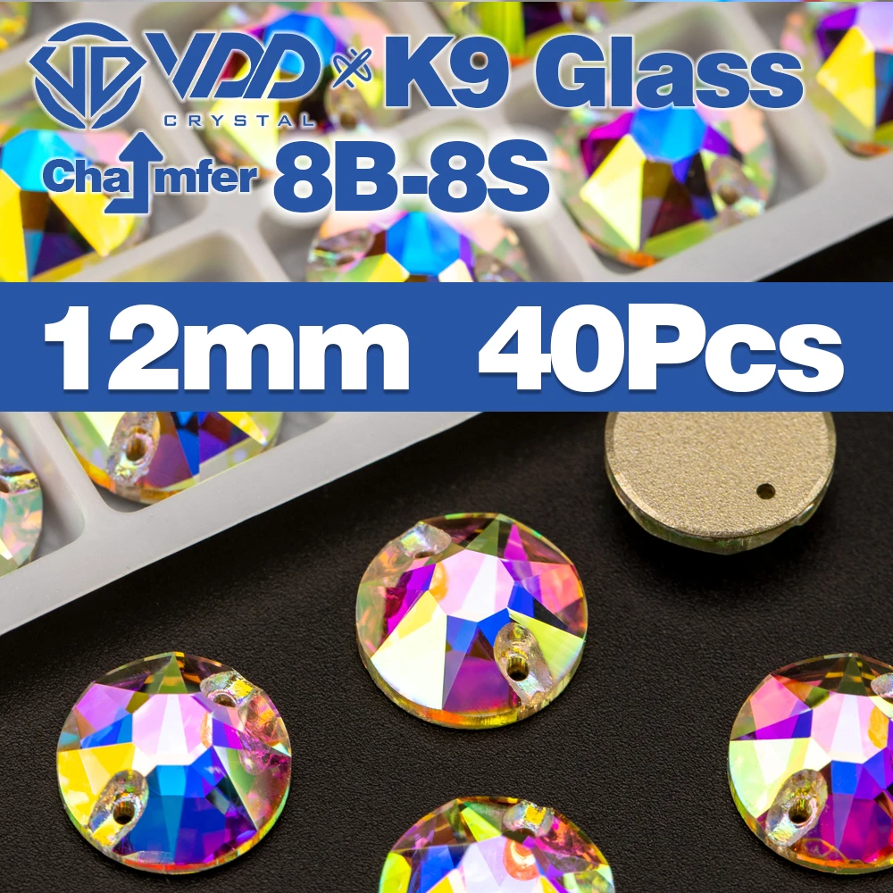 Premium K9 Glass Sew-On Rhinestones - Top Quality Crystal AB Flatback Stones for Clothing and Wedding Accessories