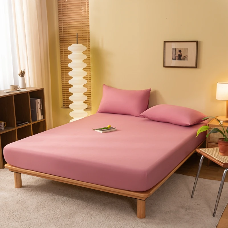 Solid Color Elastic Band Fitted Bedsheet Cover