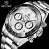 Relojes hombre 2024 benyar שעונים חדשים מותג יוקרה כרונוגרף זכר שעוני נירוסטה עמיד למים קוורץ נירוסטה