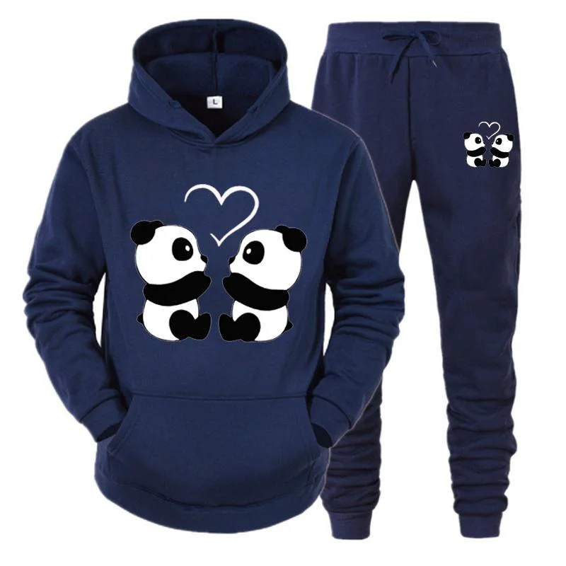 Conjunto de chándal con capucha para mujer, ropa deportiva con estampado de animales bonitos, chándal con capucha y pantalones deportivos