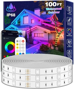 10M 30M 50M Outdoor Led Strip Lights Waterproof Music Sync Rgb Ip68 Outside Led Light Strips With App And Remote For Deck Garden