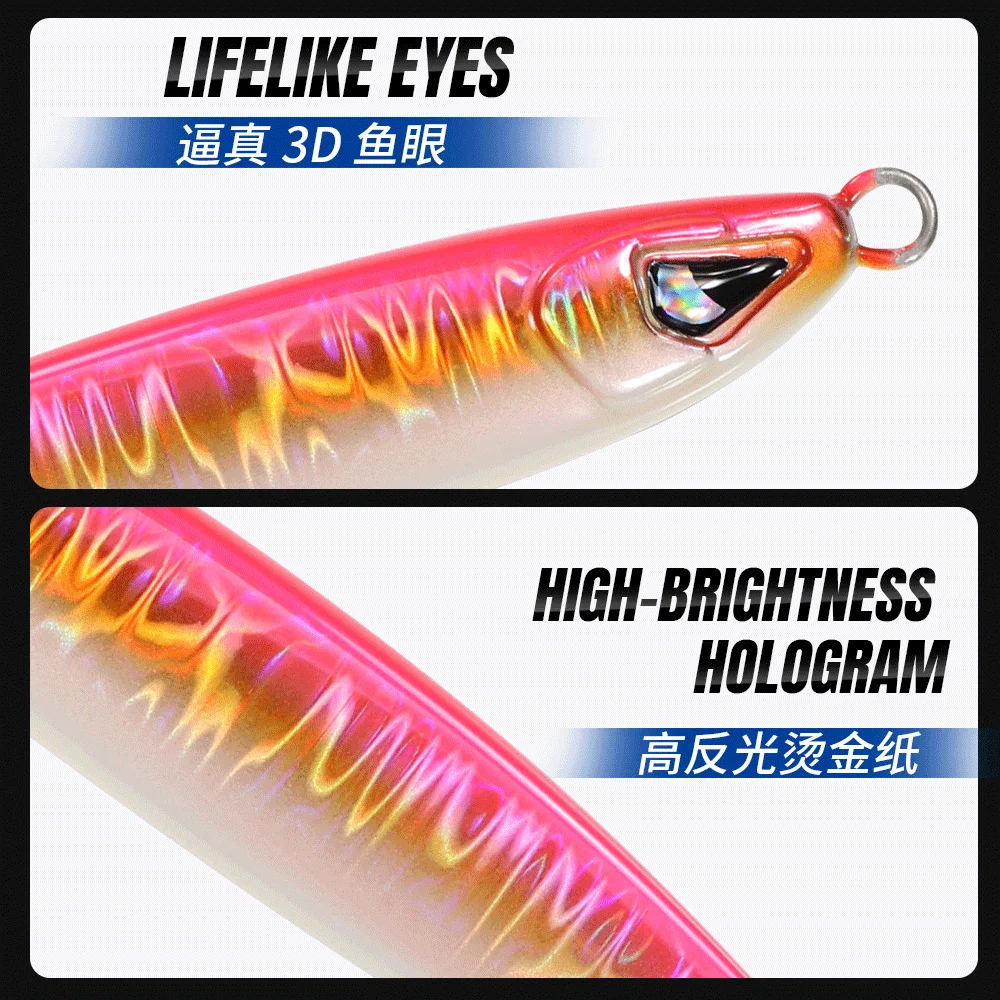 JIGGINGPRO 40g 60g 80g 100g Metall-Jigs zum Werfen, Salzwasser-Angelköder, Harter Köder für Meeresfischerei, Künstlicher Köder, Jigging-Köder – Detail 6