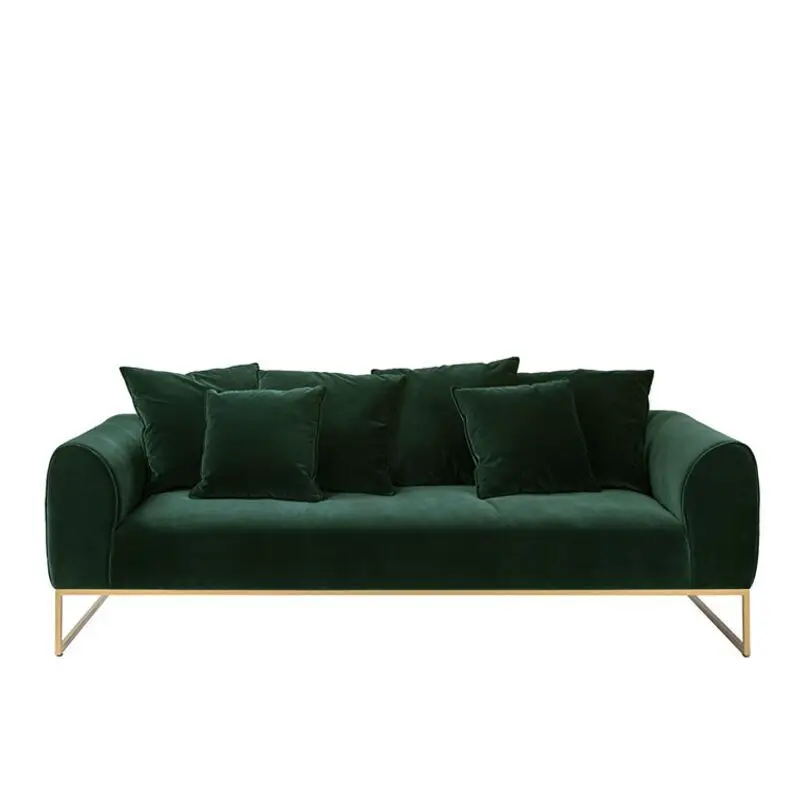 Nordic sofa velvet modern living room three people fabric minimalist sofa + light luxury round coffee table