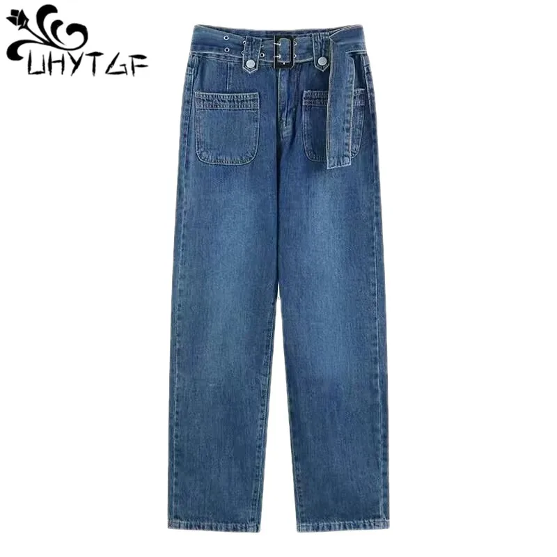 UHYTGF Spring And Autumn Jeans Women's Wide Foot Trousers Korean Version Of The Trend Fashion New Ladies Denim 08