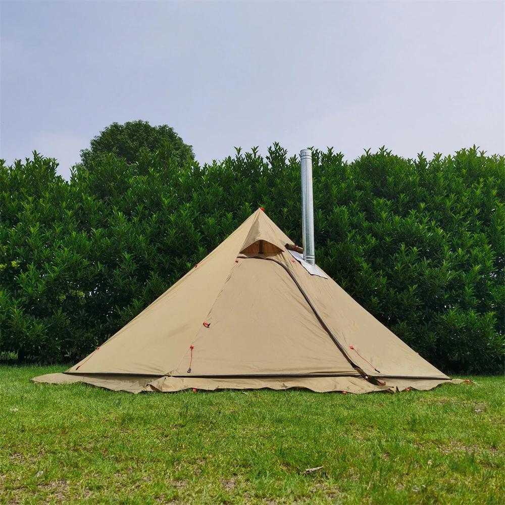 

10.5' x 5.2' Camping Tent with Stove Jack Outdoor Teepee Tent for Family Camping Backpacking Hiking Ultralight Pyramid Tent