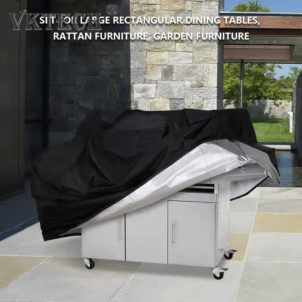 BBQ Cover Outdoor Dust Waterproof Weber Heavy Duty Grill Cover Rain Protective Outdoor Barbecue Square 6 Sizes Black
