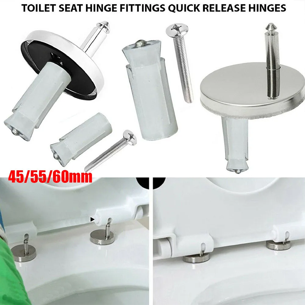 2 Pcs Toilet Seat Top Fix Hinge Pack Toilet Cover Screw Snap Quick Release Toilet Cover Seat Screw Toilet Fitting Fixing Bolt