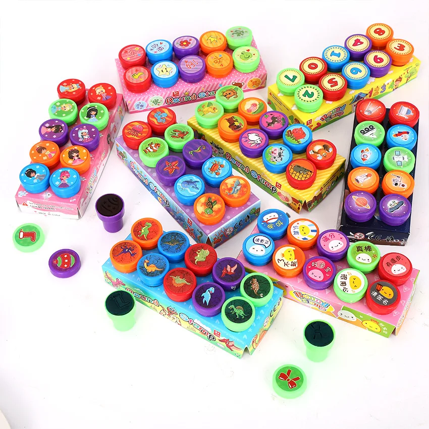 Cute Cartoon Children's Stamps 10PCS Teacher Kindergarten Reward Stamps Children's Early Education Toys and Gifts