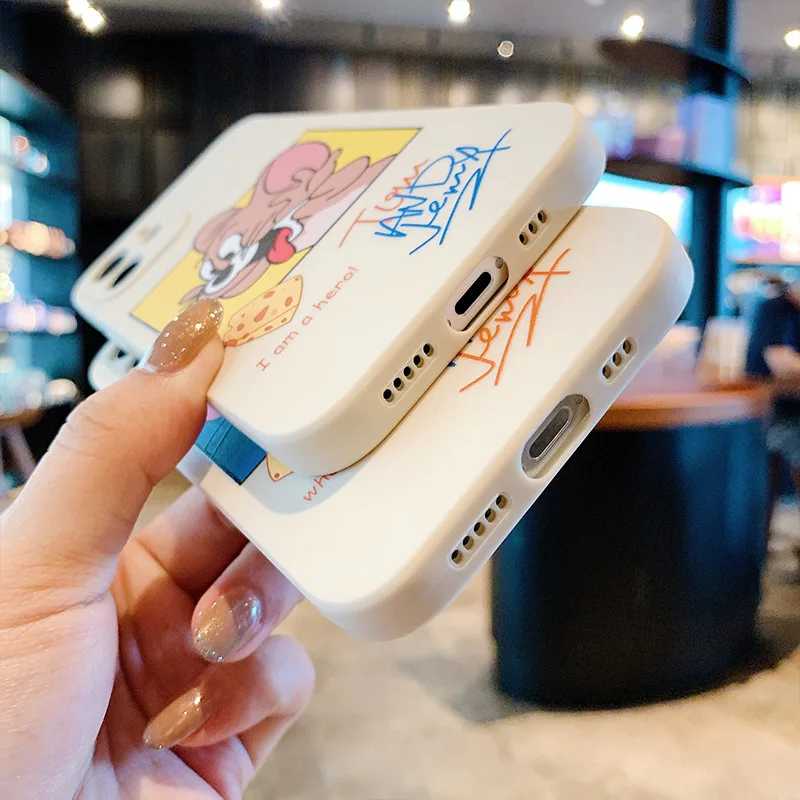Cartoon Cute Cat Mouse Cases For iPhone 13 12 Pro Max Mini 11 Pro Max X XR XS MAX SE 2020 8 7 6 6S Plus 5 Silicone Phone Cover