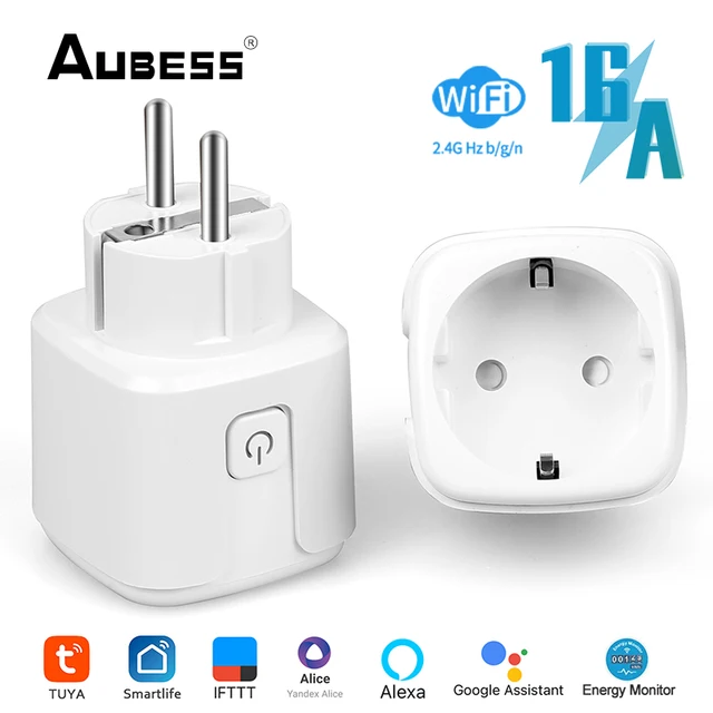 Tuya 16A WiFi EU Smart Plug 220V Power Monitor Wireless Socket Remote Lights Water Heater Control Works With Google Home Alexa 1