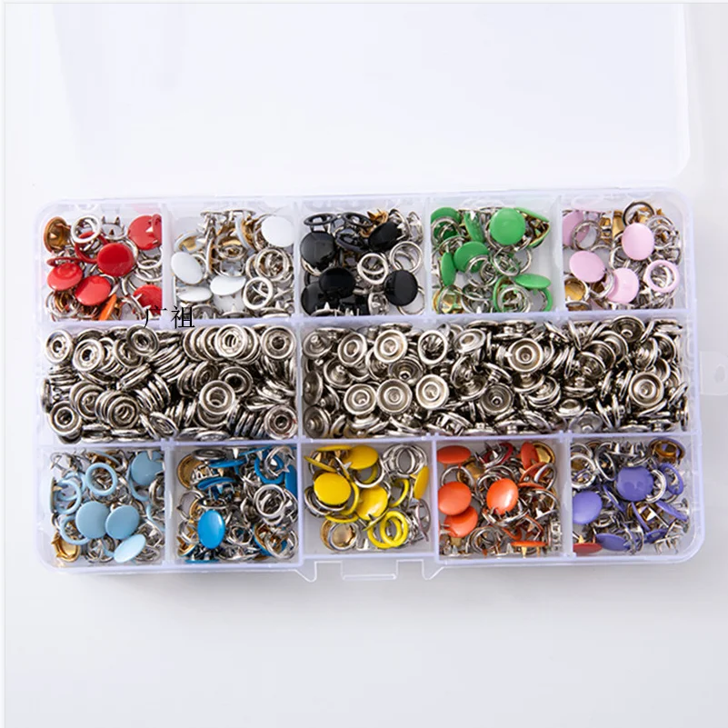 Snap Button Plier Tool 100/200 Set 10Color Metal DIY Hand Pressure Studs Fasteners Kit Installing Clothes Bag Sewing Accessories 4
