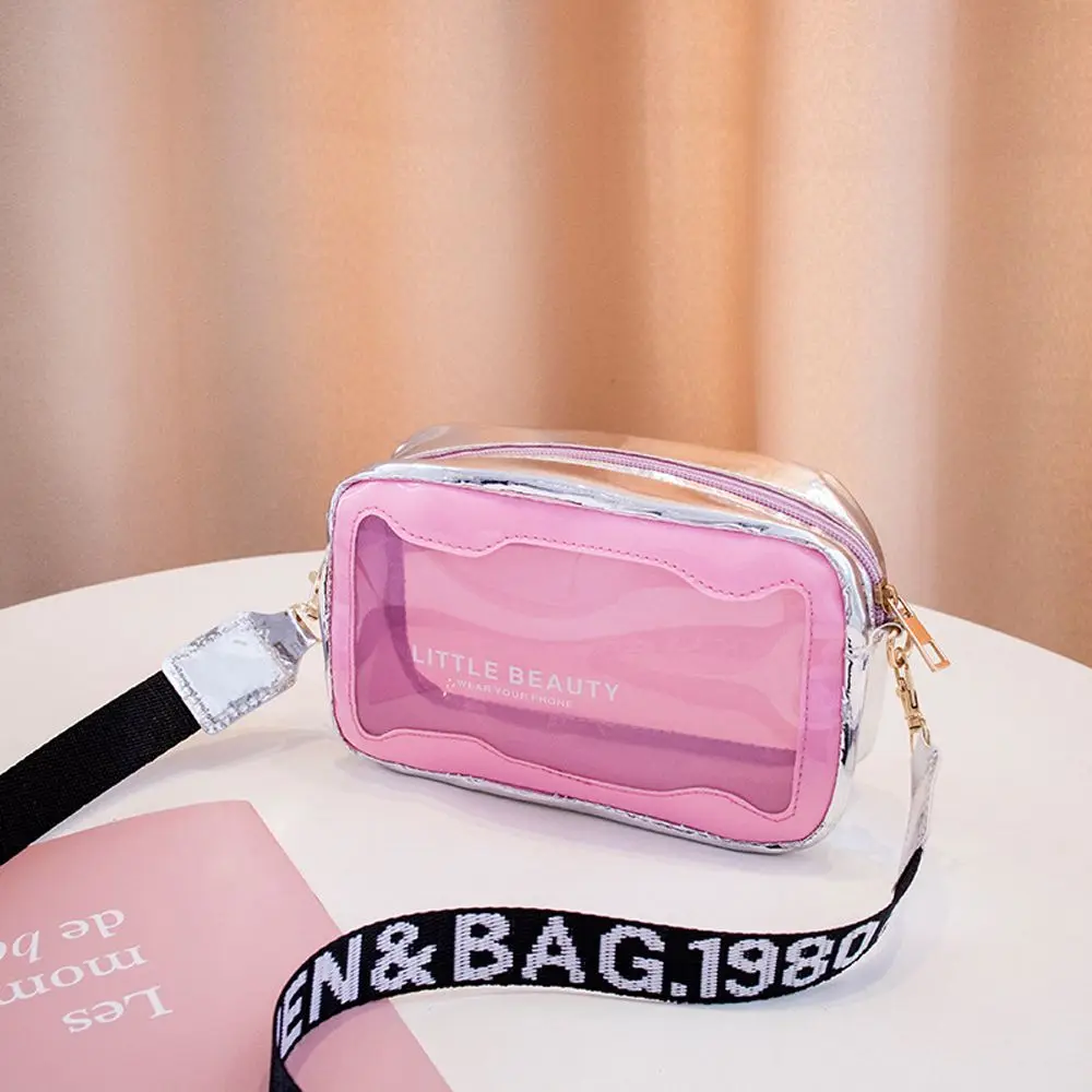 

Portable Mini Coin Purse Wide Straps Bag Handbag PVC Korean Style Bag Women Shoulder Backpack Laser Bags Crossbody Bag