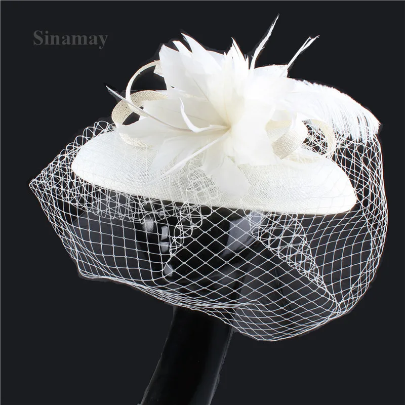 

WELROG Hat Flower Feather Mesh Fascinator Wedding Cocktail Solid Pearls Feathers Headdress Party Black Side Hat Women Headwear