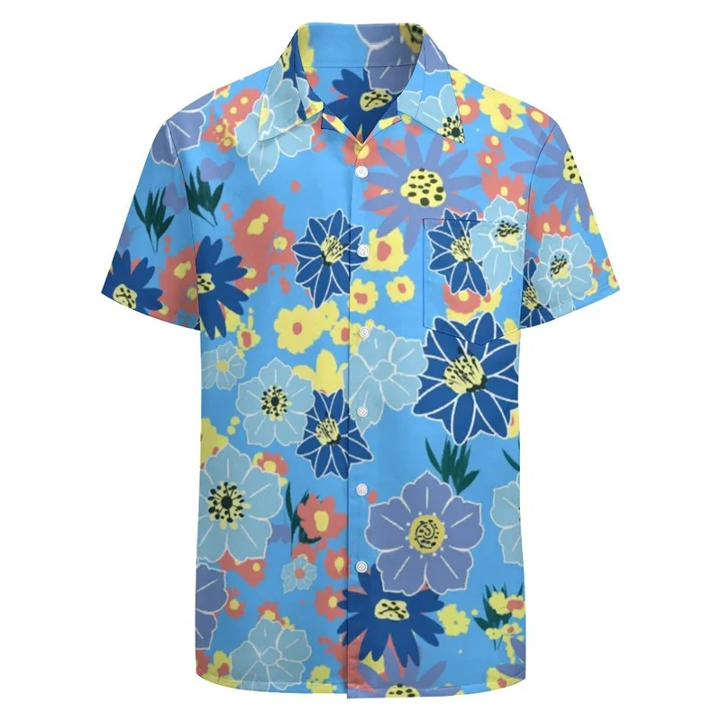 thumbnail image 1 of Camisas con gráficos florales y tortugas divertidas para hombres, ropa con estampado 3D, camisa hawaiana, camisetas Y2K de manga corta, ropa Kawaii, blusa con solapa, 1 of 5
