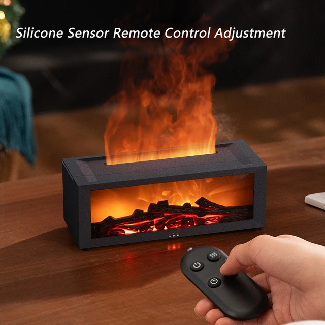 New Retro 3D Fireplace Flame Aromatherapy Machine Remote Control Colorful Flame Air Humidifier Household Aroma Diffuser 6