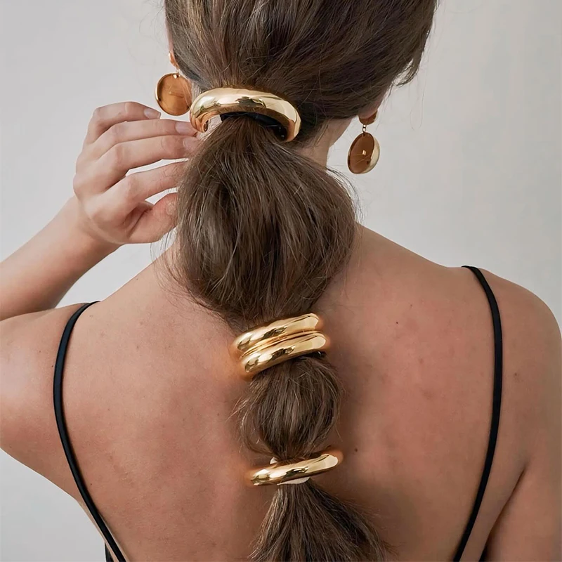 Vintage Metal Hair Accessories Fashion Punk Metal Irregular Headband Hammer Arch Ponytail Headband Hair Rope