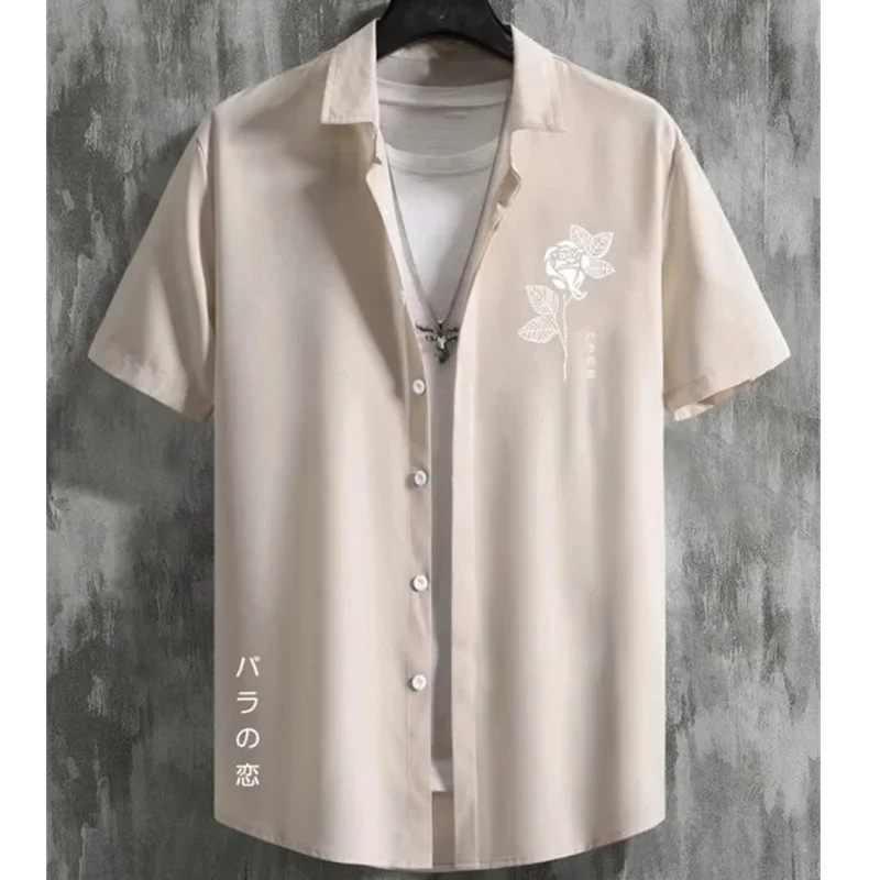 Hawaiian Men'S Shirt 3d Flower&Text Printing Beach Party Sweatshirt Loose Oversized Shirt And Blouse High-Quality Men'S Clothing 4